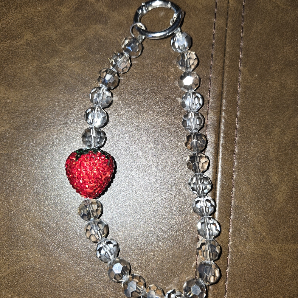 Crystal Beaded with Red Strawberry Charm
